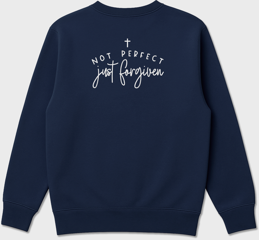 "Not Perfect Just Forgiven” Christian Embroidered Sweatshirt